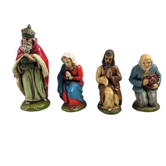 Christmas Nativity Bavarian Forest Germany Hand Painted Vintage Set of 5 - Picture 8 of 11